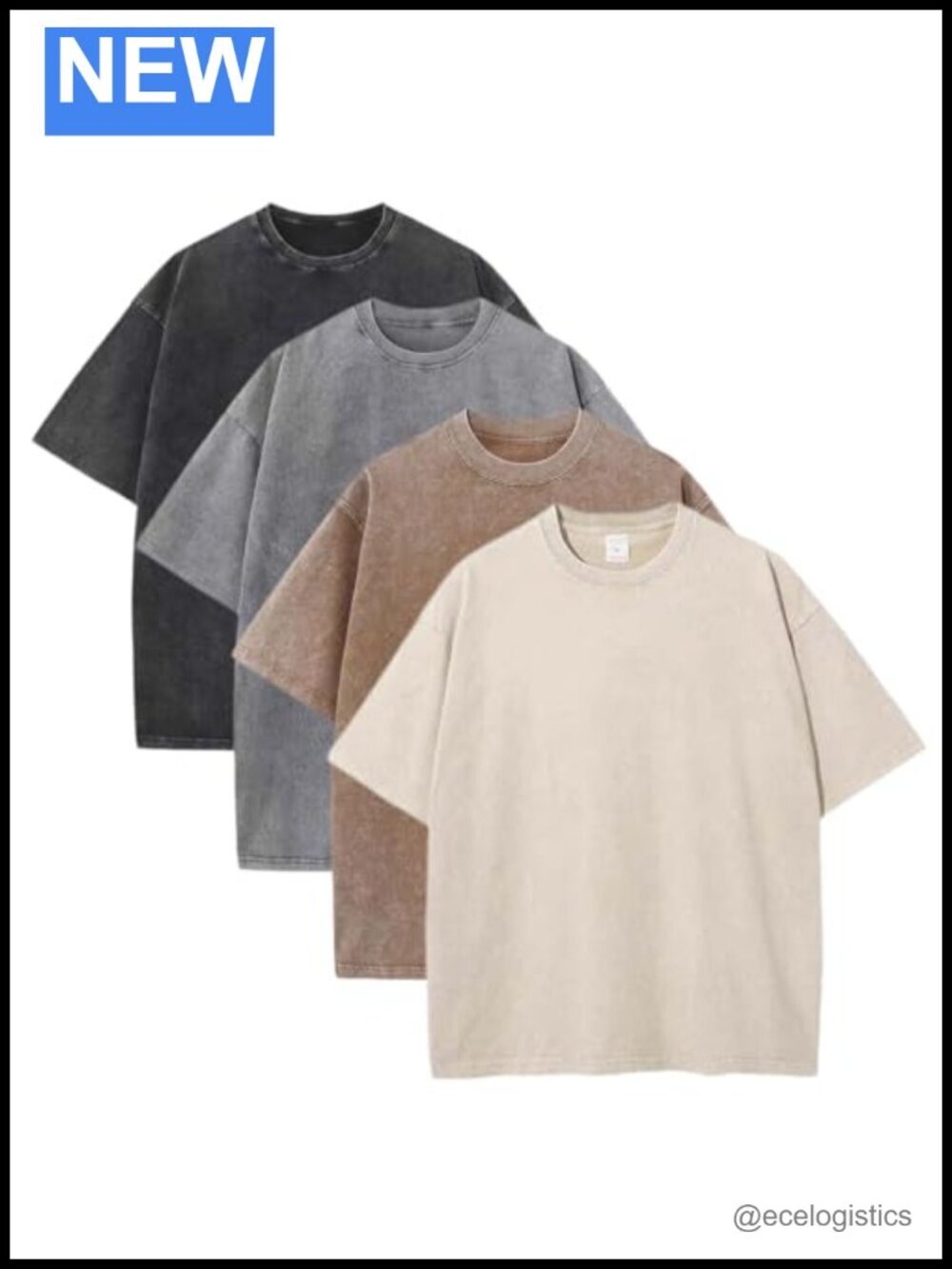 4 Pack Oversized Heavy Cotton Tee T-Shirts Unisex Vintage Baggy Short Sleeve